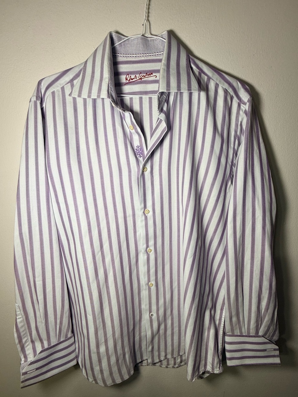 Robert Graham Men's Purple & White Striped Button-Down Dress Shirt